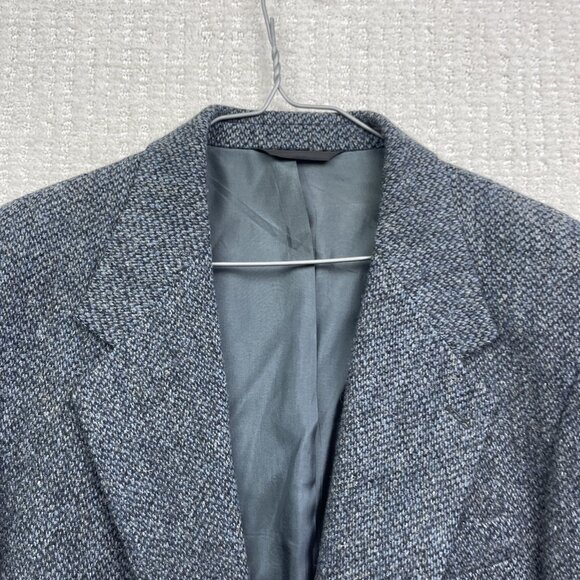 Vintage Harris Tweed Blazer Mens 42T Sport Coat Suit Jacket Dark Blue Wool - Picture 7 of 16